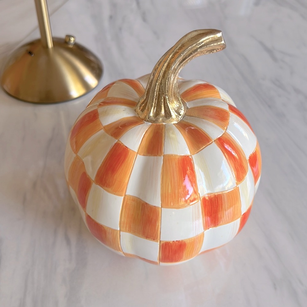 Mackenzie-Childs 2023 Orange Checked Pumpkin